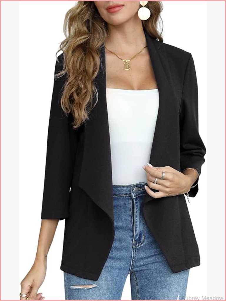 Long Sleeve Open Front Business Casual Cardigan Jacket Blazer